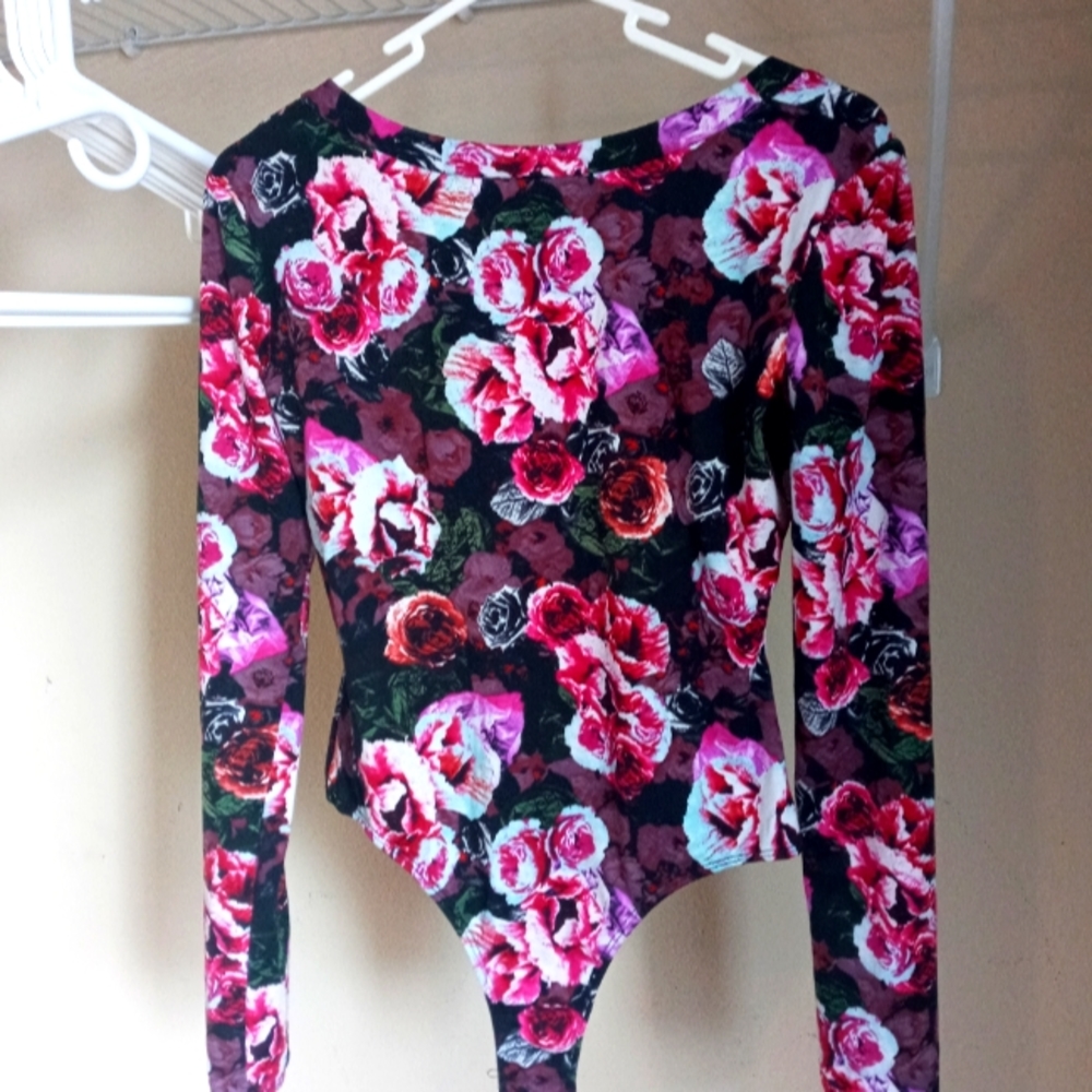 Long sleeve, floral, unitard top